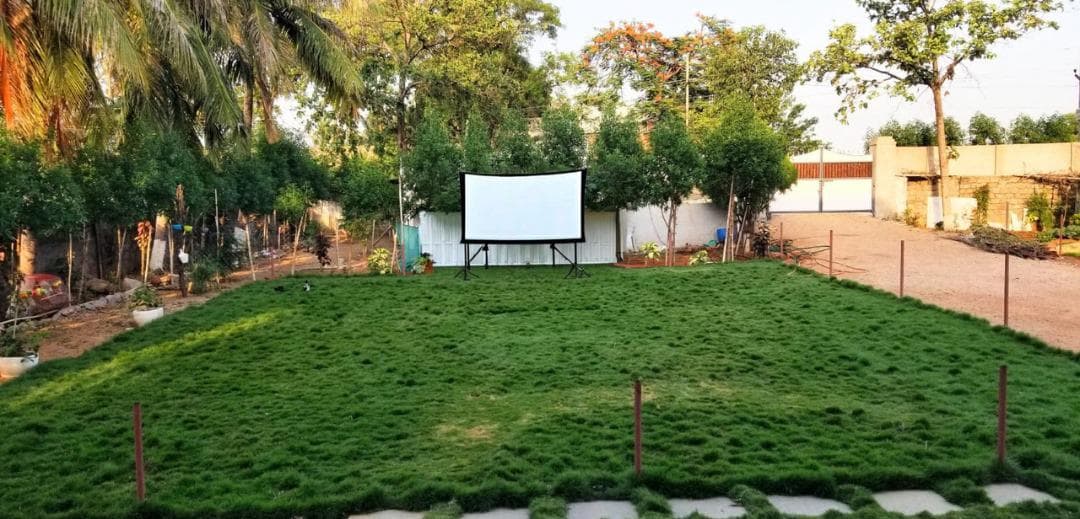 Outdoor cinema on the lawn